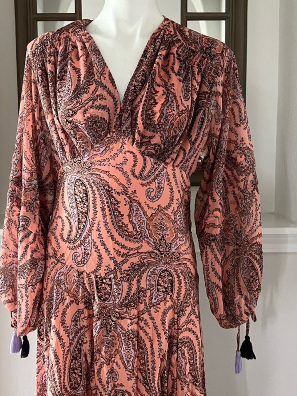 Free People Mirage Boho Printed Maxi Dress in Orange Maxikjole size 10 - Picture 16 of 16